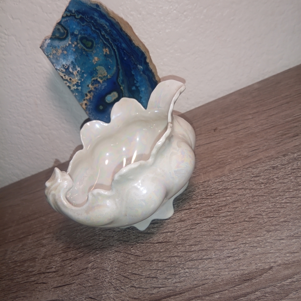 Iridescent White Ceramic Bowl